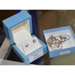 PAIR OF 9 CARAT WHITE GOLD DIAMOND CHIP EARRINGS WITH PRESENTATION BOX, SILVER RENNIE MACKINTOSH