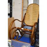 BENTWOOD ROCKING CHAIR WITH CANE EFFECT SEAT & BACK
