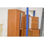 5 PIECE TEAK FINISHED BEDROOM SUITE