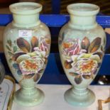 PAIR OF DECORATIVE PAINTED GLASS VASES