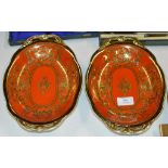 PAIR OF NORITAKE DECORATIVE DOUBLE HANDLED DISHES