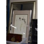 MODERN GILT FRAMED MIRROR & FRAMED ORIENTAL PICTURE