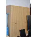 PAIR OF MATCHING MODERN DOUBLE DOOR OAK EFFECT WARDROBES