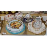 TRAY WITH GENERAL CERAMICS, QUANTITY TEA WARE, NORITAKE STYLE TRIVET STAND, PORCELAIN ASHTRAY,