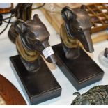 PAIR OF ART DECO STYLE BRONZE EFFECT BOOKENDS MODELLED AS DOGS