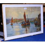 FRAMED WATERCOLOUR "TARBERT, LOCH FYNE" SIGNED DAVID MARTIN