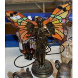 DECORATIVE ART NOUVEAU STYLE FIGURAL TABLE LAMP WITH SHADE MODELLED AS A FAIRY