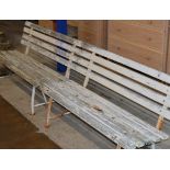 PAIR OF WOODEN GARDEN BENCHES