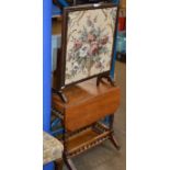 MAHOGANY DROP LEAF TABLE & MAHOGANY FIRE SCREEN