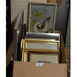 BOX WITH ASSORTED FRAMED PICTURES