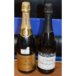 BOTTLE OF CARPENTIER CHAMPAGNE BRUTE - 750ML, 12.5% VOL & BOTTLE OF BUBBLY BLACKCURRANT JUICER