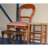 SINGLE CHAIR, STRING TOP STOOL & BERGER CANE STOOL