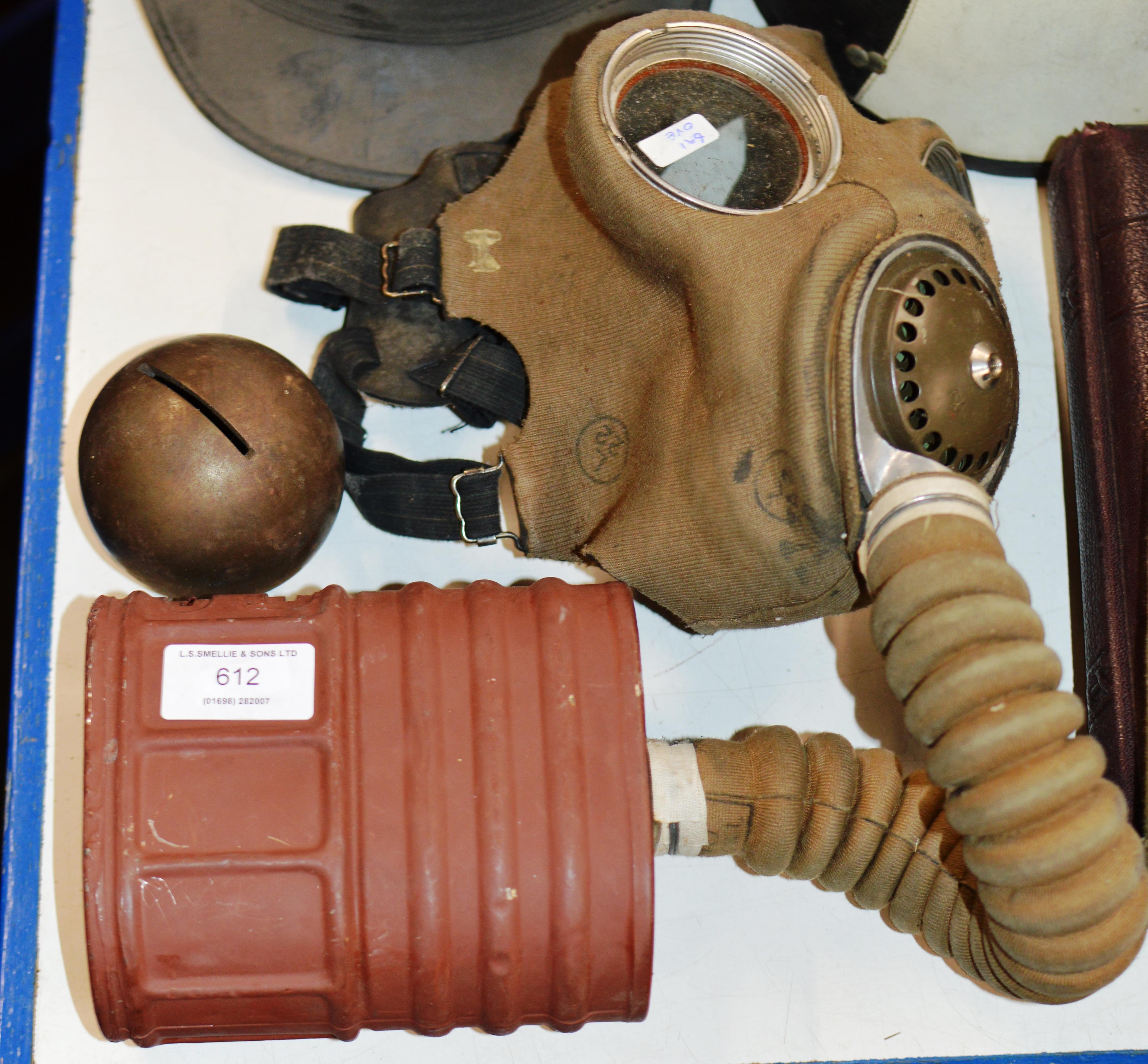 VINTAGE GAS MASK AND NOVELTY MONEY BANK