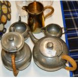 PEWTER TEA SERVICE & E.P.N.S. JUG