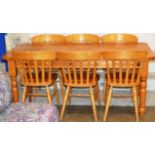 PINE DINING ROOM TABLE WITH 6 CHAIRS