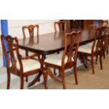 MAHOGANY EXTENDING TABLE WITH 4 HAND CHAIRS & 2 CARVERS