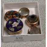 5 VARIOUS SILVER PILLBOXES