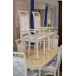 8 PIECE ITALIAN CONNECTION STYLE DINING ROOM SUITE COMPRISING TABLE, 6 CHAIRS, SIDEBOARD & MIRROR