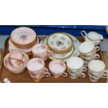 TRAY CONTAINING 2 PART TEA SETS, TUSCAN & AYNSLEY