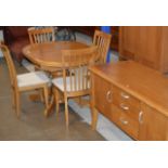 6 PIECE DINING ROOM SUITE COMPRISING TABLE, 4 CHAIRS & SIDEBOARD