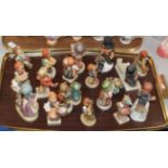 TRAY CONTAINING VARIOUS HUMMEL FIGURINE ORNAMENTS