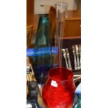 3 VARIOUS LARGE GLASS VASES