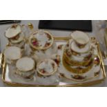 HALF SET OF ROYAL ALBERT OLD COUNTRY ROSES TEA SET WITH 1 EXTRA CUP