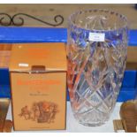 LARGE CRYSTAL VASE & BOXED ROYAL DOULTON CRYSTAL DISHES