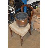 MAHOGANY SINGLE CHAIR & COPPER COAL BUCKET