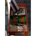 BOX WITH REPLICA MEDAL & RIBBON, WW2 MEDALS, COINAGE, STAMPS ETC