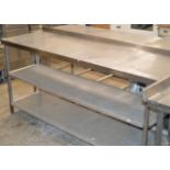 1.9 METER STAINLESS STEEL 3 TIER COMMERCIAL WORK TABLE