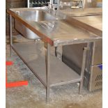 1.9 METER STAINLESS STEEL COMMERCIAL SINK UNIT WITH TAP FITTINGS & DRAINER