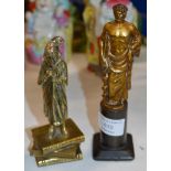 COLD PAINTED FIGURINE ON STAND & BRASS SCROOGE ORNAMENT