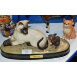 BESWICK CAT & MOUSE DISPLAY "WATCH IT", TOGETHER WITH A SMALL BESWICK CAT