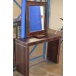 MODERN LEATHER FINISHED DRESSING TABLE WITH MATCHING MIRROR