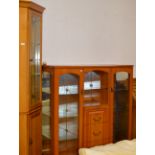 REPRODUCTION CORNER DISPLAY CABINET & TEAK EFFECT DISPLAY UNIT WITH 3 DRAWERS