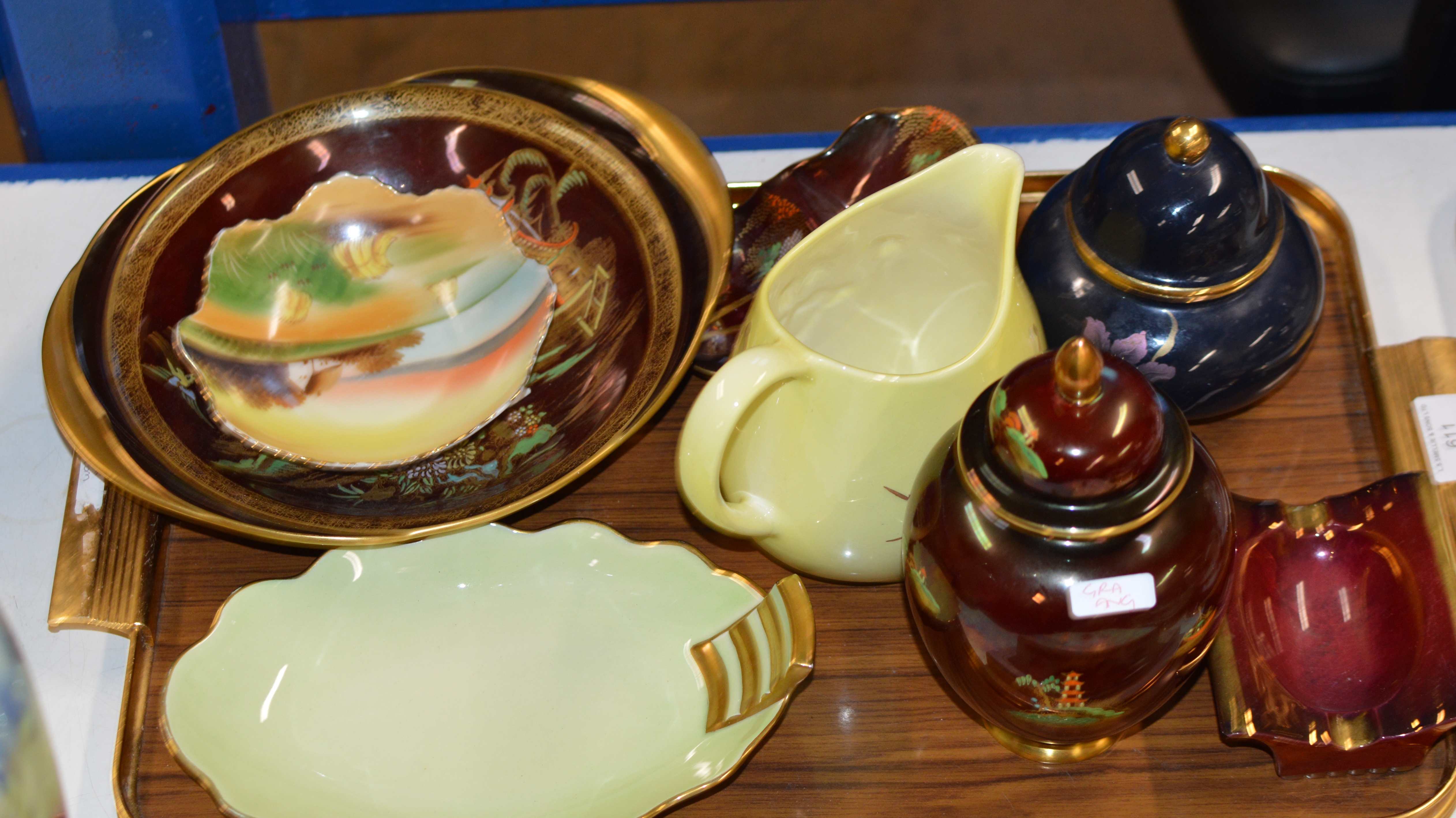 TRAY WITH NORITAKE DISH & VARIOUS PIECES OF CARLTON WARE