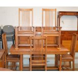 MODERN OAK DINING ROOM SUITE COMPRISING SIDEBOARD, EXTENDING TABLE, 2 CARVER CHAIRS & 4 HAND CHAIRS