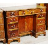 PEDESTAL DESK WITH UNDER CUPBOARD & LEATHER TOP