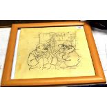 FRAMED PENCIL SKETCH SIGNED GROSZ