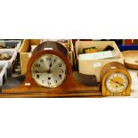 MAHOGANY CASED CHIMING MANTLE CLOCK & ONE OTHER MANTLE CLOCK
