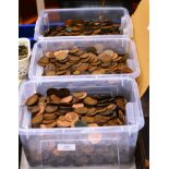 3 BOXES WITH LARGE QUANTITY OF VARIOUS OLD COINAGE