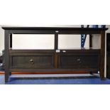 MAHOGANY TV UNIT WITH 2 DRAWERS