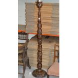 66" OLD ORIENTAL CARVED MAHOGANY STANDARD LAMP DECORATED WITH DRAGONS