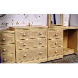 3 PIECE BEDROOM SUITE COMPRISING 3 DRAWER BEDSIDE CHEST, 3 DRAWER CHEST OF DRAWERS & 3 DRAWER