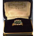 18CT DIAMOND & EMERALD SET RING APPROX. WEIGHT: 6.5 GRAMS