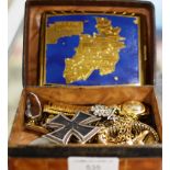 BOX CONTAINING GERMAN CIGARETTE CASE, KNIGHTS CROSS, SILVER RINGS ETC