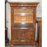 39" 19TH CENTURY FRENCH STYLE WALNUT FALL FRONT WRITING BUREAU OVER 3 DRAWERS ON BRACKET FEET WITH