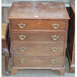 25" GEORGIAN STYLE MAHOGANY 4 DRAWER CHEST WITH BRASS HANDLES ON BRACKET FEET