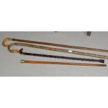 4 VARIOUS WALKING STICKS